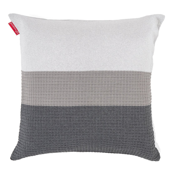 Extra Large Scatter Cushion Cover 70 x 70cm - Knitted Colourblock Grey 01