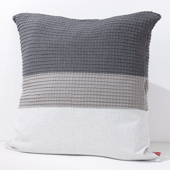 Extra Large Scatter Cushion Cover 70 x 70cm - Knitted Colourblock Grey 02