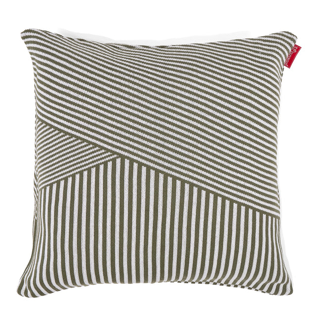 Extra Large Scatter Cushion Cover 70 x 70cm - Knitted Stripe Green 01