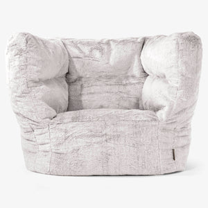 Albert Bean Bag Armchair 2.0 - Fluffy Faux Fur Rabbit Light Grey