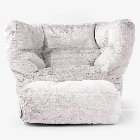 Albert Bean Bag Armchair 2.0 - Fluffy Faux Fur Rabbit Light Grey 02