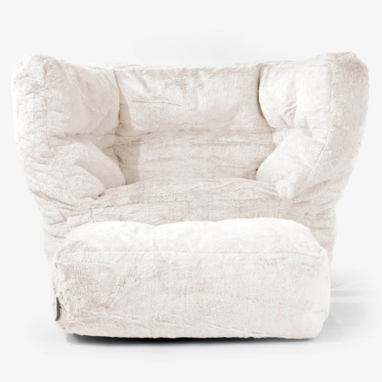 Albert Bean Bag Armchair 2.0 - Fluffy Faux Fur Rabbit White 02