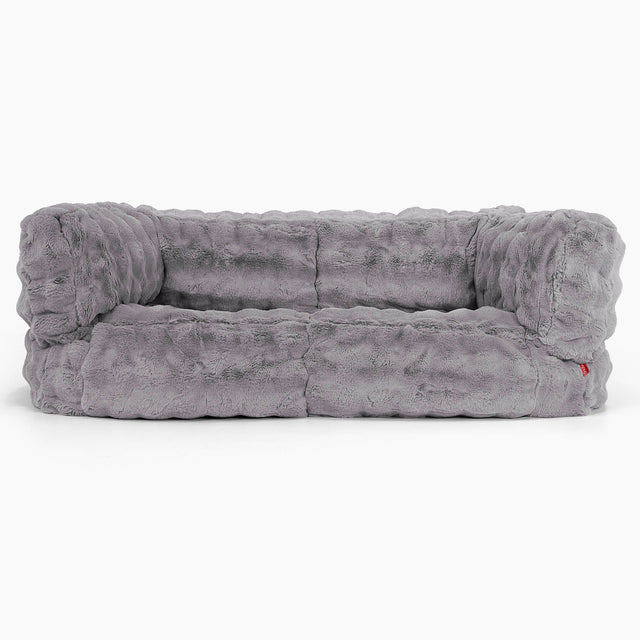 The 2 Seater Albert Sofa Bean Bag - Bubble Faux Fur Grey 01