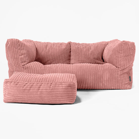 The 2 Seater Albert Sofa Bean Bag - Cord Peach 02
