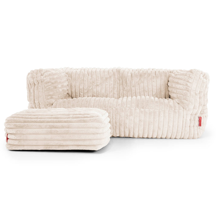 The 2 Seater Albert Sofa Bean Bag - Ultra Plush Cord Cream 02