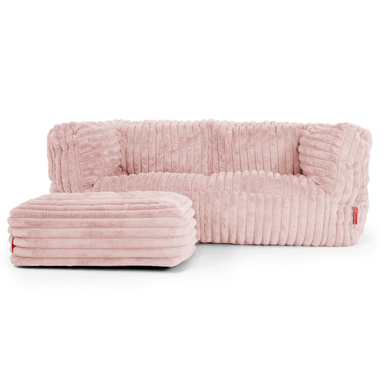 The 2 Seater Albert Sofa Bean Bag - Ultra Plush Cord Dusty Pink 02