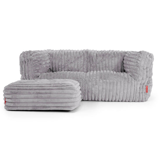 The 2 Seater Albert Sofa Bean Bag - Ultra Plush Cord Grey 02