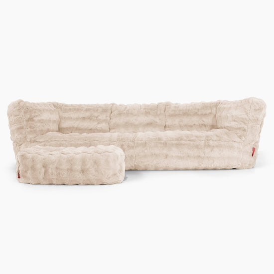 The 3 Seater Albert Sofa Bean Bag - Bubble Faux Fur Cream 02