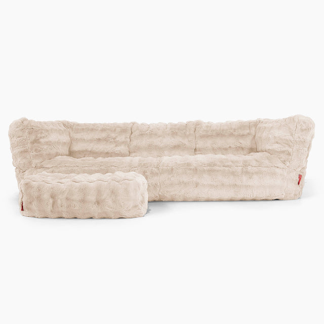 The 3 Seater Albert Sofa Bean Bag - Bubble Faux Fur Cream 02