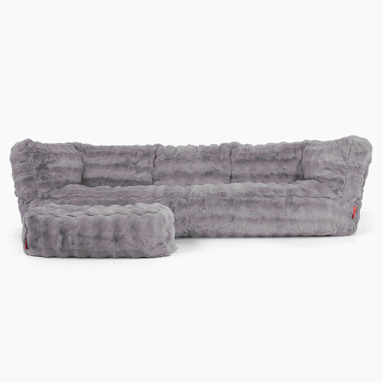 The 3 Seater Albert Sofa Bean Bag - Bubble Faux Fur Grey 02