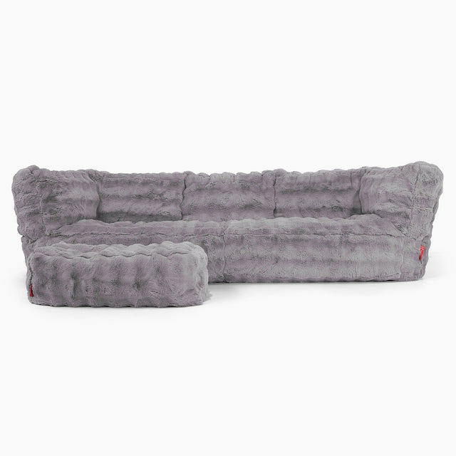 The 3 Seater Albert Sofa Bean Bag - Bubble Faux Fur Grey 02