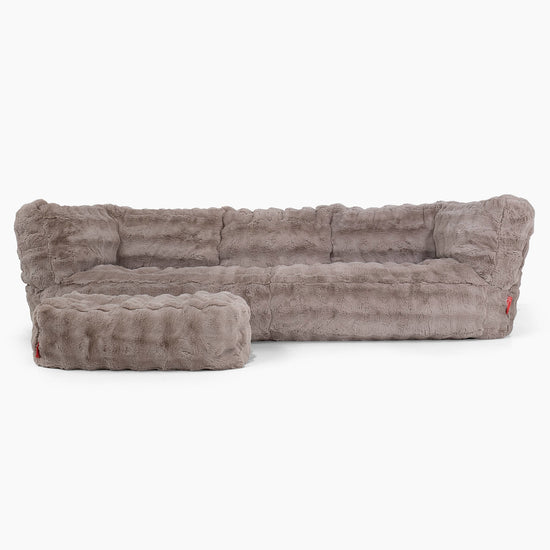 The 3 Seater Albert Sofa Bean Bag - Bubble Faux Fur Mink 02