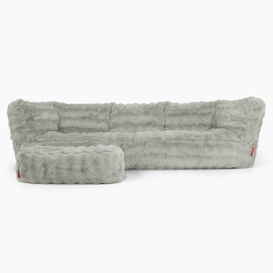 The 3 Seater Albert Sofa Bean Bag - Bubble Faux Fur Sage Green 02