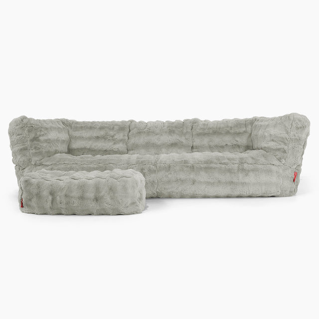 The 3 Seater Albert Sofa Bean Bag - Bubble Faux Fur Sage Green 02