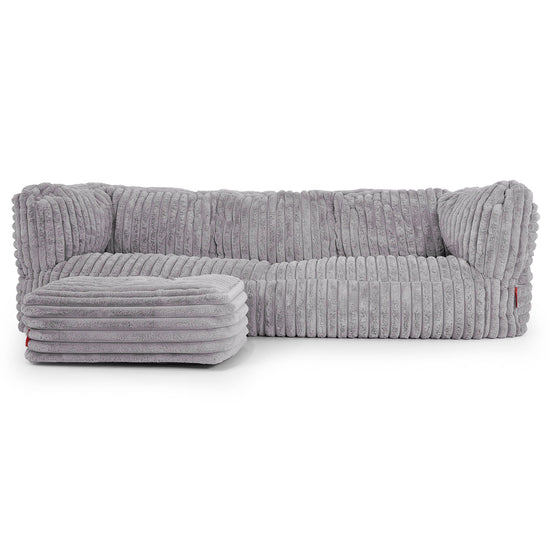 The 3 Seater Albert Sofa Bean Bag - Ultra Plush Cord Grey 02