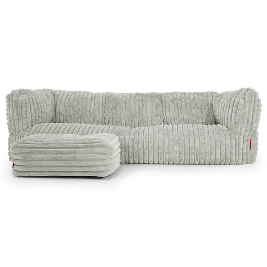 The 3 Seater Albert Sofa Bean Bag - Ultra Plush Cord Sage Green 02