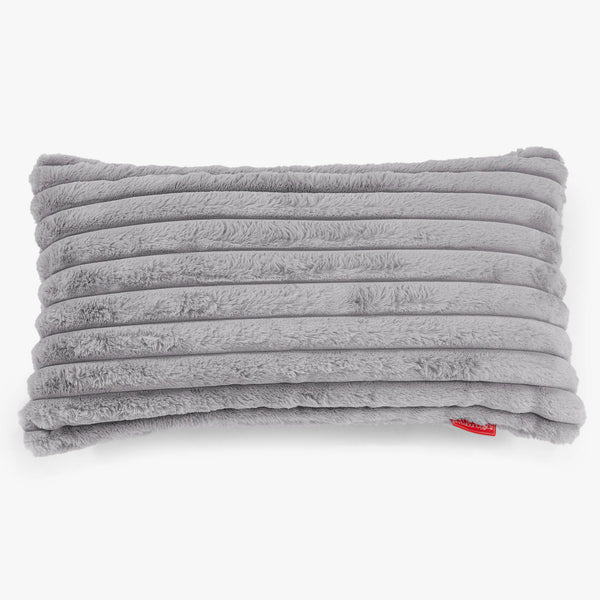 XL Rectangular Support Cushion Cover 40 x 70cm - Ultra Plush Cord Grey Fabric Close-up Image