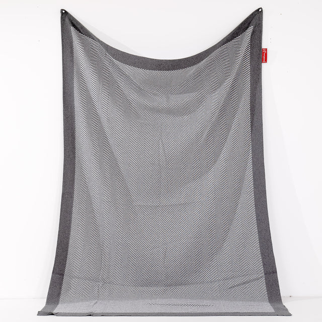 Throw / Blanket - Knitted Herringbone Grey 01