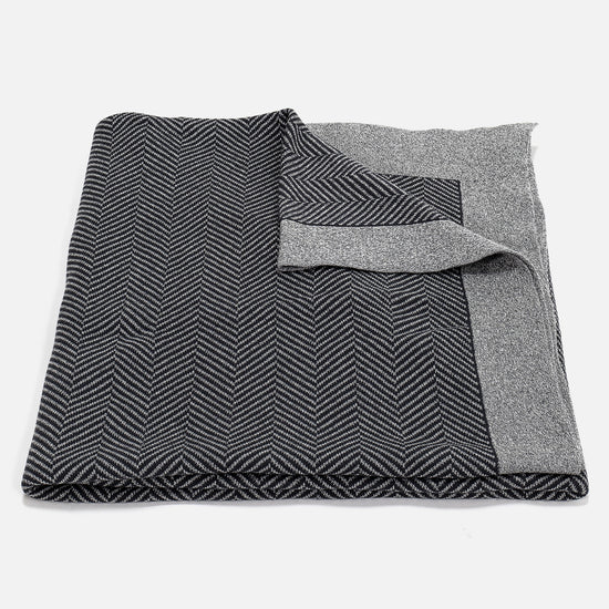 Throw / Blanket - Knitted Herringbone Grey 02