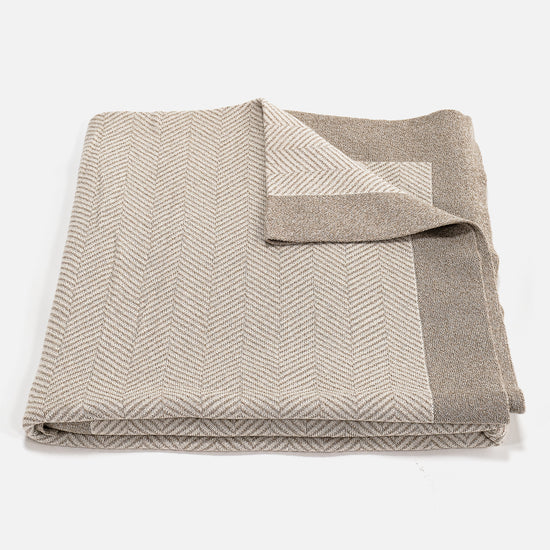 Throw / Blanket - Knitted Herringbone Stone 02