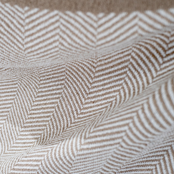 Throw / Blanket - Knitted Herringbone Stone Fabric Close-up Image