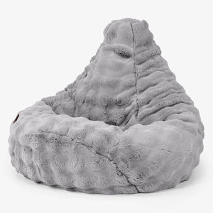 Highback Bean Bag Chair - Bubble Faux Fur Grey