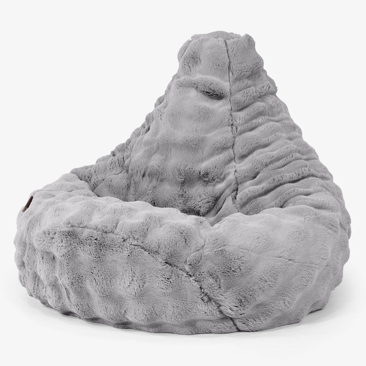 Highback Bean Bag Chair - Bubble Faux Fur Grey 01