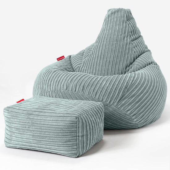 Highback Bean Bag Chair - Cord Mint Green 01