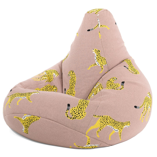 Highback Bean Bag Chair - Knitted Cheetah Pink 01