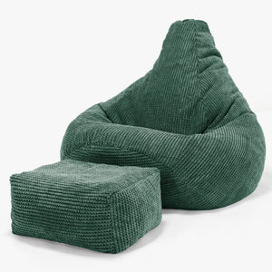 Highback Bean Bag Chair - Pom Pom Emerald Green