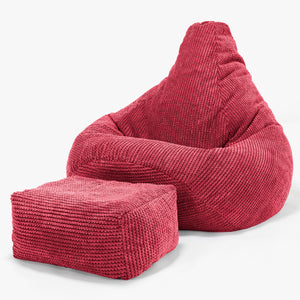 Highback Bean Bag Chair - Pom Pom Pastel Red