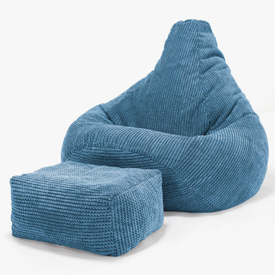 Highback Bean Bag Chair - Pom Pom Sky Blue 01