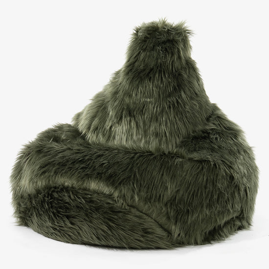Highback Bean Bag Chair - Mongolian Fur Sage Green 01
