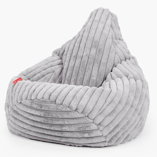 Highback Bean Bag Chair - Ultra Plush Cord Grey 02