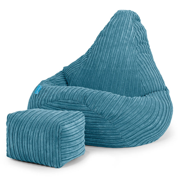 Highback Kids Bean Bag Chair 1-5 yr - Cord Aegean Blue 01