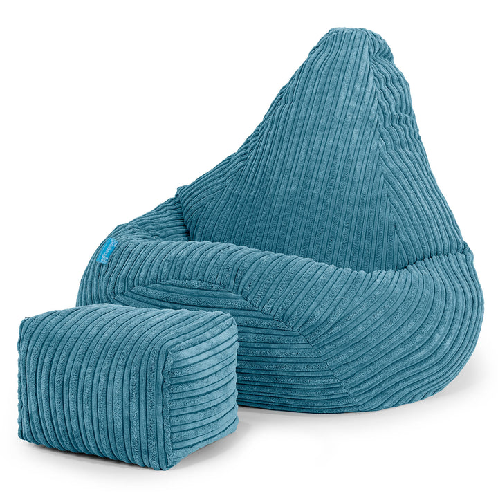 Highback Kids Bean Bag Chair 1-5 yr - Cord Aegean Blue 01