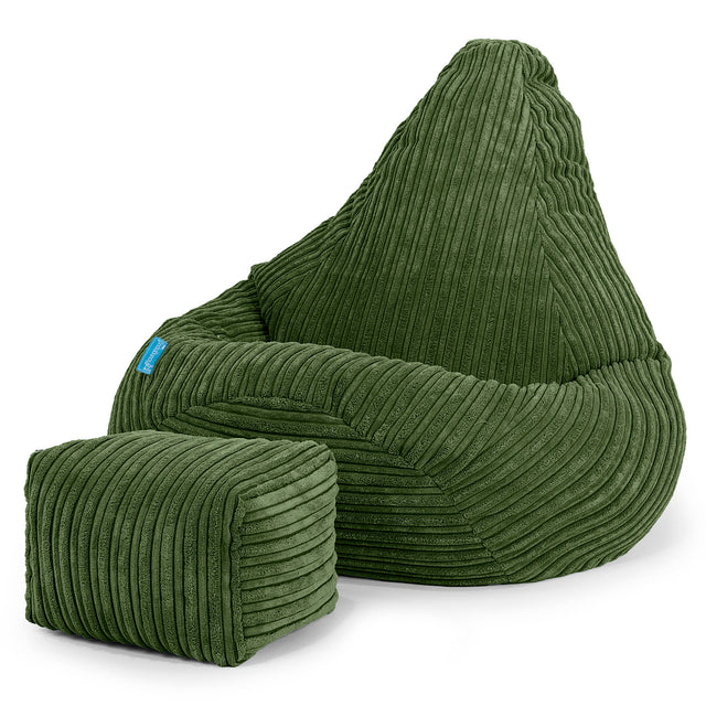 Highback Kids Bean Bag Chair 1-5 yr - Cord Forest Green 01