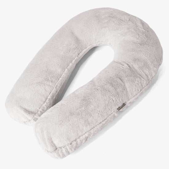 Hug Pillow - Fluffy Faux Fur Rabbit Light Grey 01
