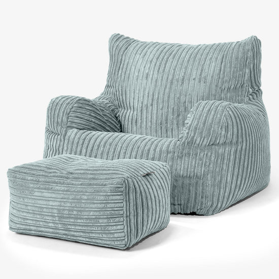 Josephine Bean Bag Armchair - Cord Mint Green 02
