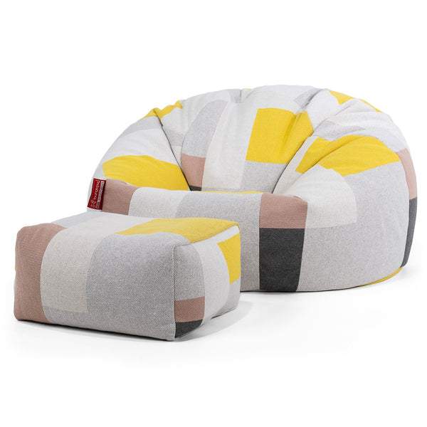 Classic Bean Bag Chair - Knitted Colourblock Grey 01