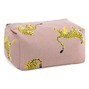 Small Footstool - Knitted Cheetah Pink