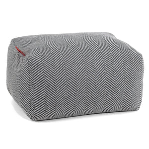 Small Footstool - Knitted Herringbone Grey