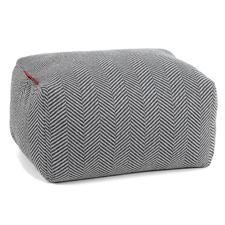 Small Footstool - Knitted Herringbone Grey 01