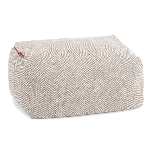 Small Footstool - Knitted Herringbone Stone 01