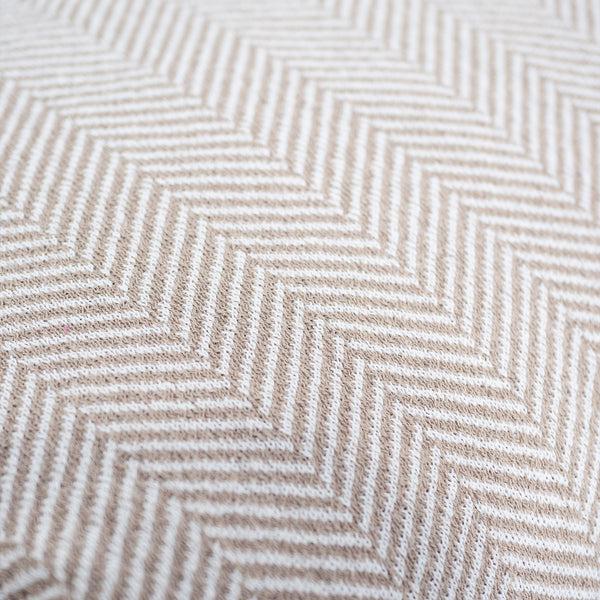 Small Footstool - Knitted Herringbone Stone Fabric Close-up Image