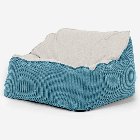 Sloucher Bean Bag Chair - Boucle & Cord Aegean Blue 01