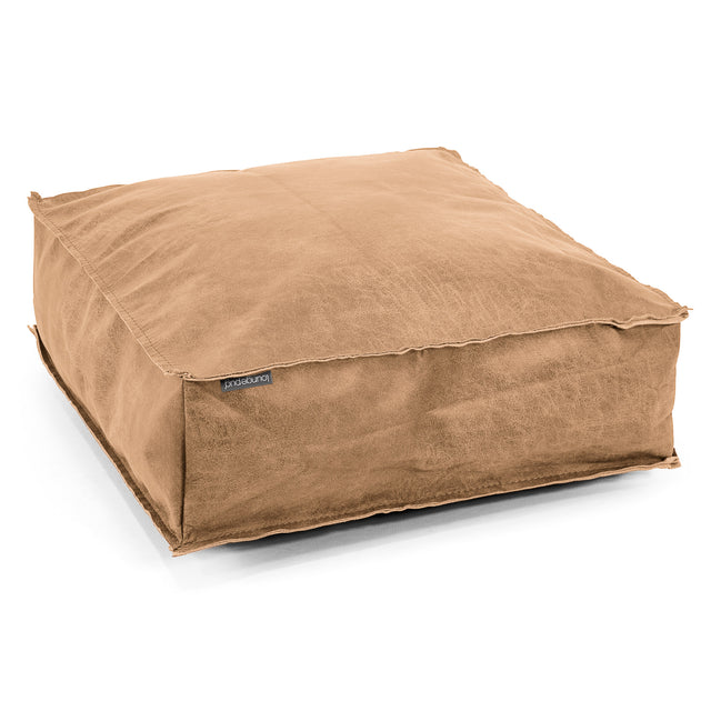 Large Floor Cushion - Distressed Leather Honey Brown 01