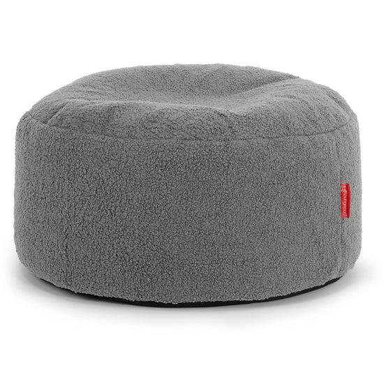 Large Round Footstool - Boucle Grey 01