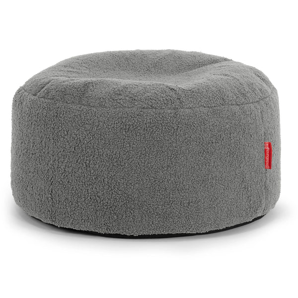 Large Round Footstool - Boucle Grey 01