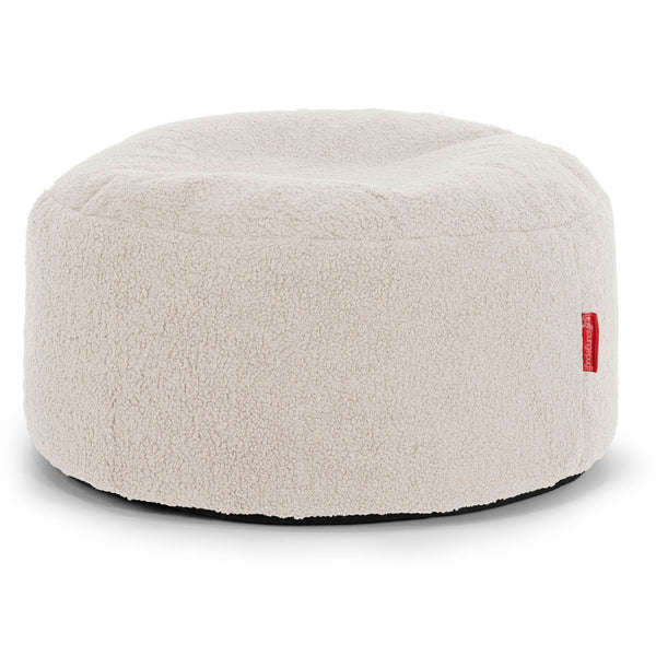 Large Round Footstool - Boucle Ivory 01